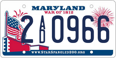 MD license plate 2AD0966