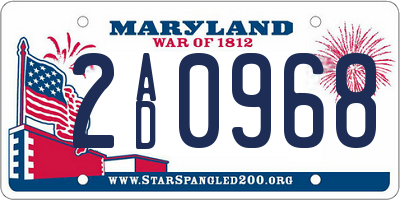 MD license plate 2AD0968