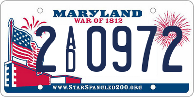 MD license plate 2AD0972