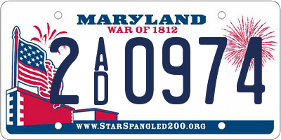 MD license plate 2AD0974