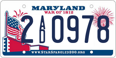 MD license plate 2AD0978