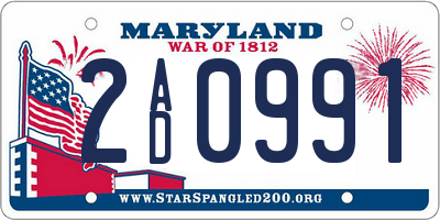 MD license plate 2AD0991