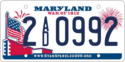 MD license plate 2AD0992
