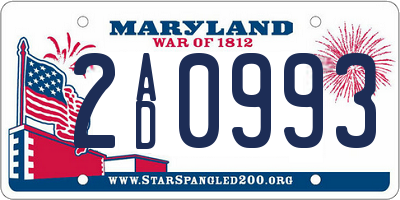 MD license plate 2AD0993
