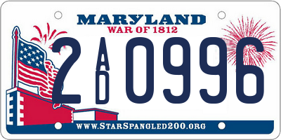 MD license plate 2AD0996