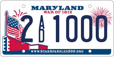 MD license plate 2AD1000