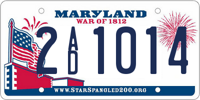 MD license plate 2AD1014