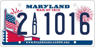 MD license plate 2AD1016