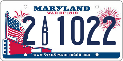 MD license plate 2AD1022