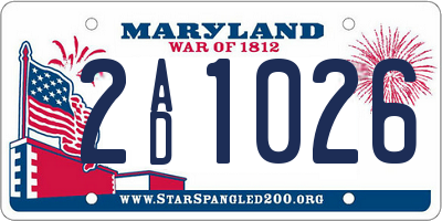 MD license plate 2AD1026