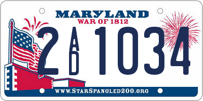 MD license plate 2AD1034
