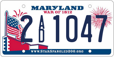 MD license plate 2AD1047