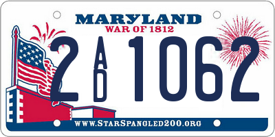 MD license plate 2AD1062