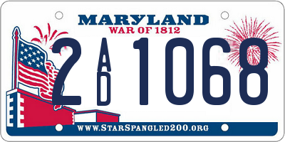 MD license plate 2AD1068