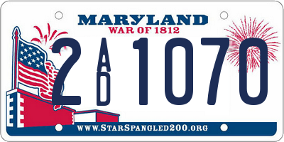 MD license plate 2AD1070