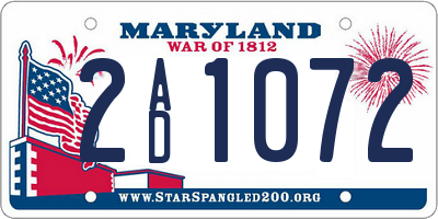 MD license plate 2AD1072