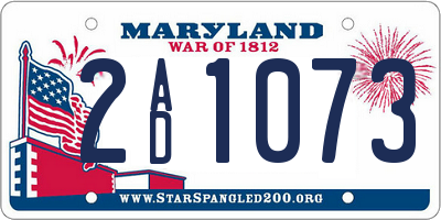 MD license plate 2AD1073