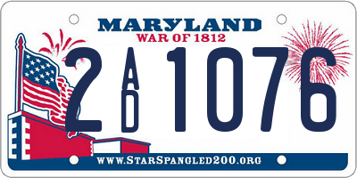 MD license plate 2AD1076