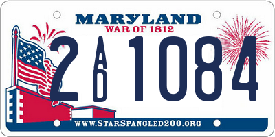 MD license plate 2AD1084