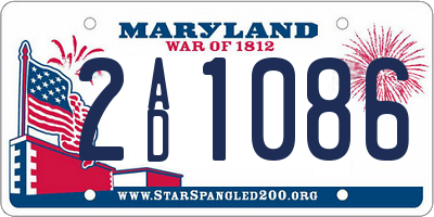 MD license plate 2AD1086