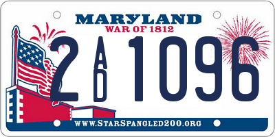 MD license plate 2AD1096