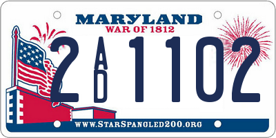 MD license plate 2AD1102