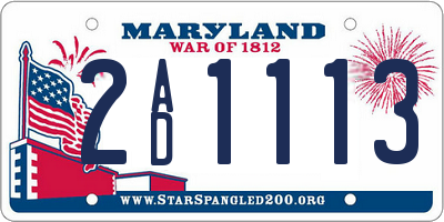 MD license plate 2AD1113