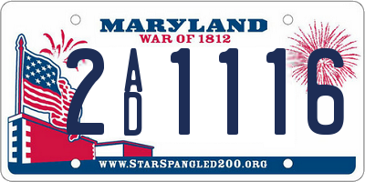 MD license plate 2AD1116