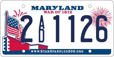 MD license plate 2AD1126