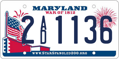 MD license plate 2AD1136