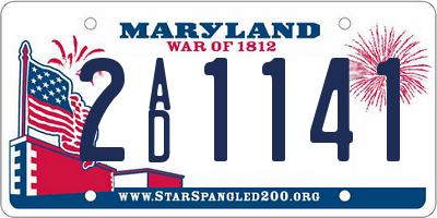 MD license plate 2AD1141
