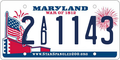 MD license plate 2AD1143