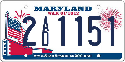 MD license plate 2AD1151
