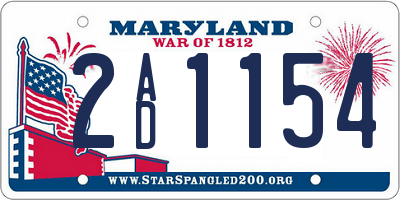 MD license plate 2AD1154