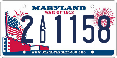 MD license plate 2AD1158