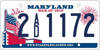 MD license plate 2AD1172