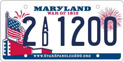 MD license plate 2AD1200