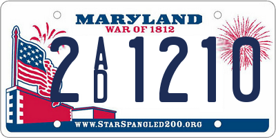 MD license plate 2AD1210