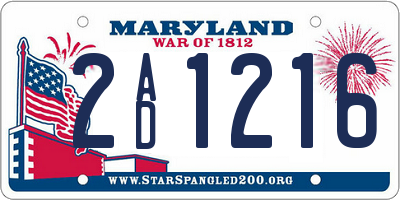 MD license plate 2AD1216