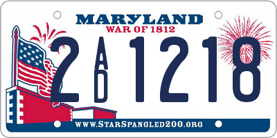 MD license plate 2AD1218