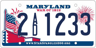 MD license plate 2AD1233