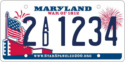 MD license plate 2AD1234