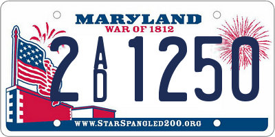 MD license plate 2AD1250