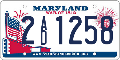 MD license plate 2AD1258
