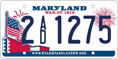 MD license plate 2AD1275