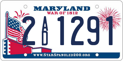 MD license plate 2AD1291