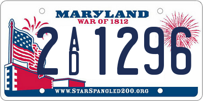 MD license plate 2AD1296