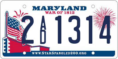 MD license plate 2AD1314