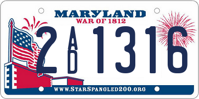 MD license plate 2AD1316