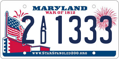 MD license plate 2AD1333